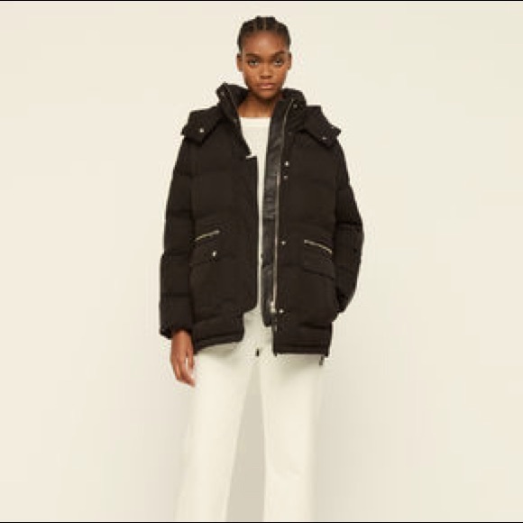 All Saints Black Kyle Parka Puffer Coat 